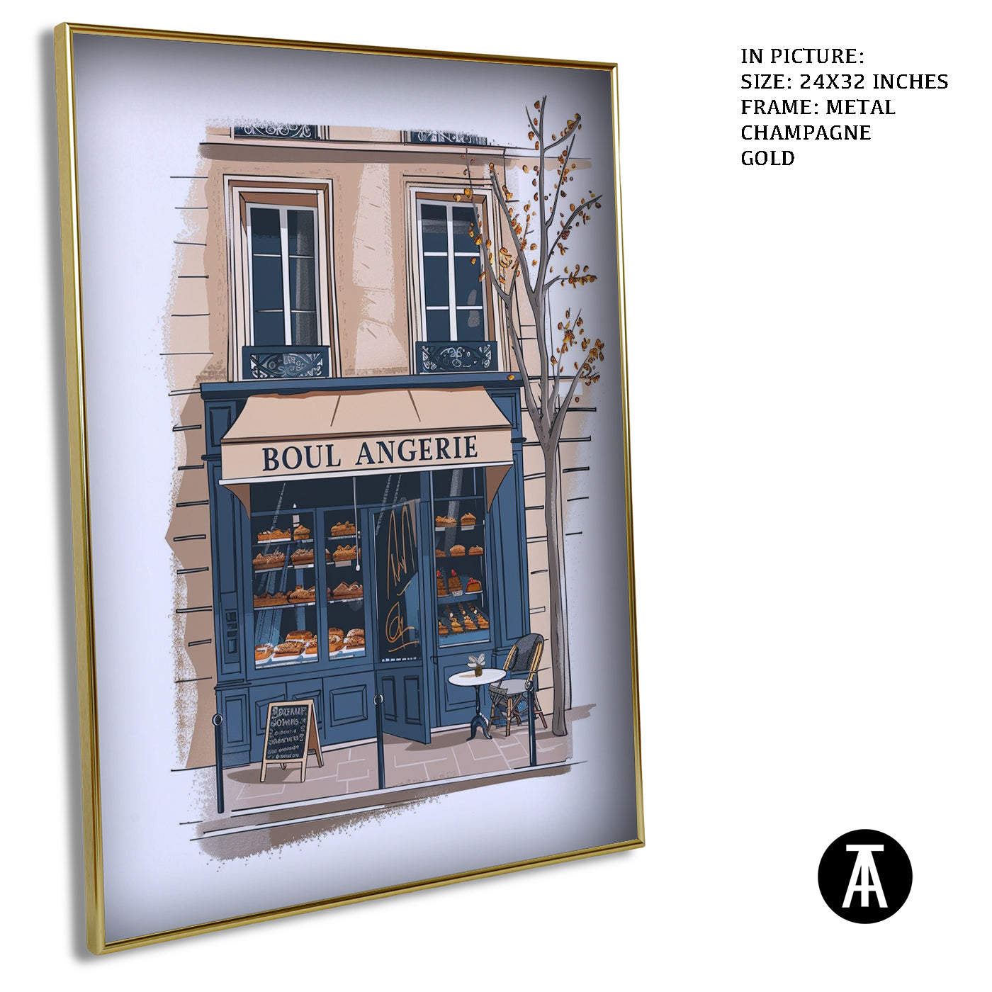 Artwork in Metal Champagne Gold Frame