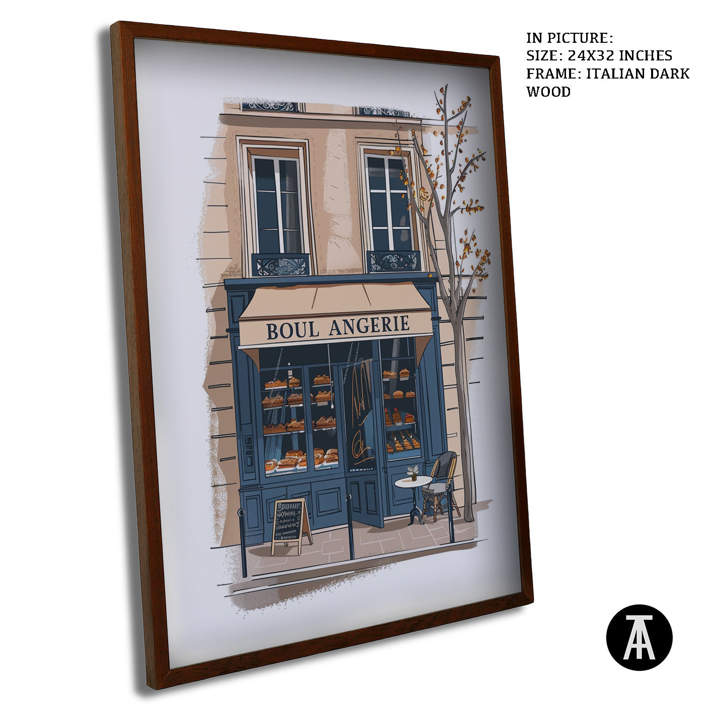 Artwork in Dark Wood Frame
