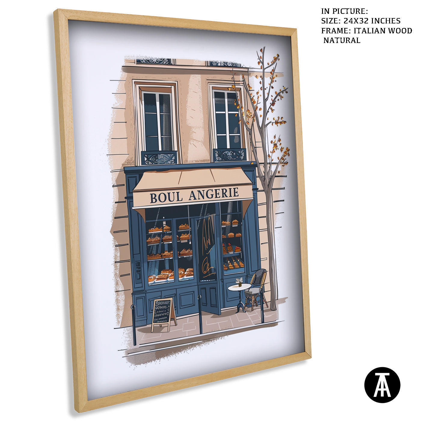 Artwork in Natural Wood Frame