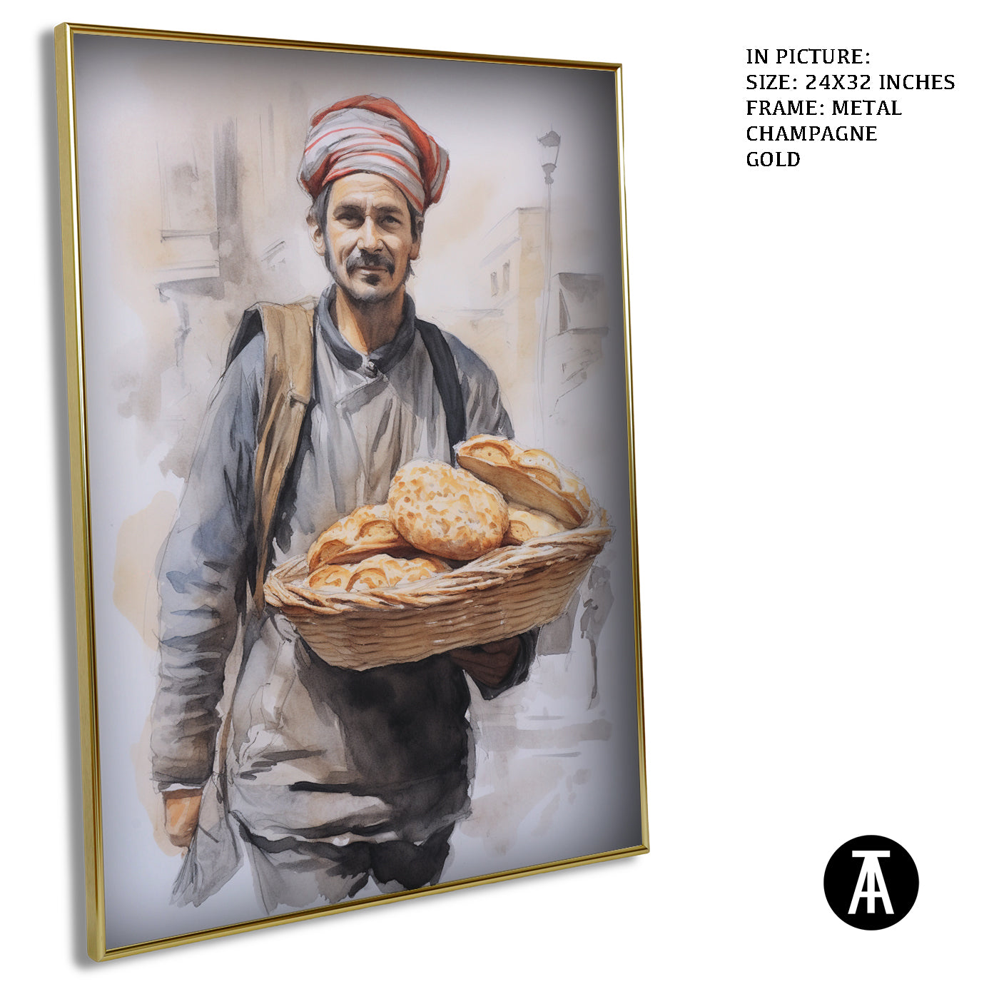 Artwork in Light Brown Frame