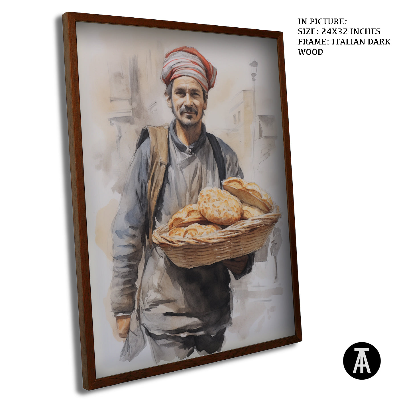 Artwork in Dark Wood Frame
