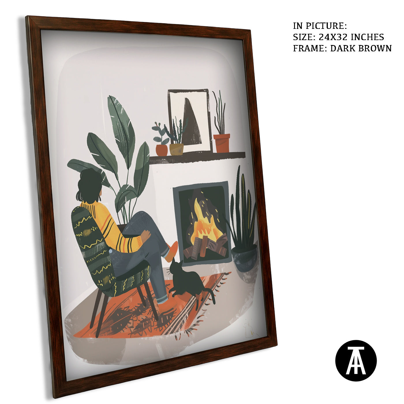 Artwork in Dark Brown Frame