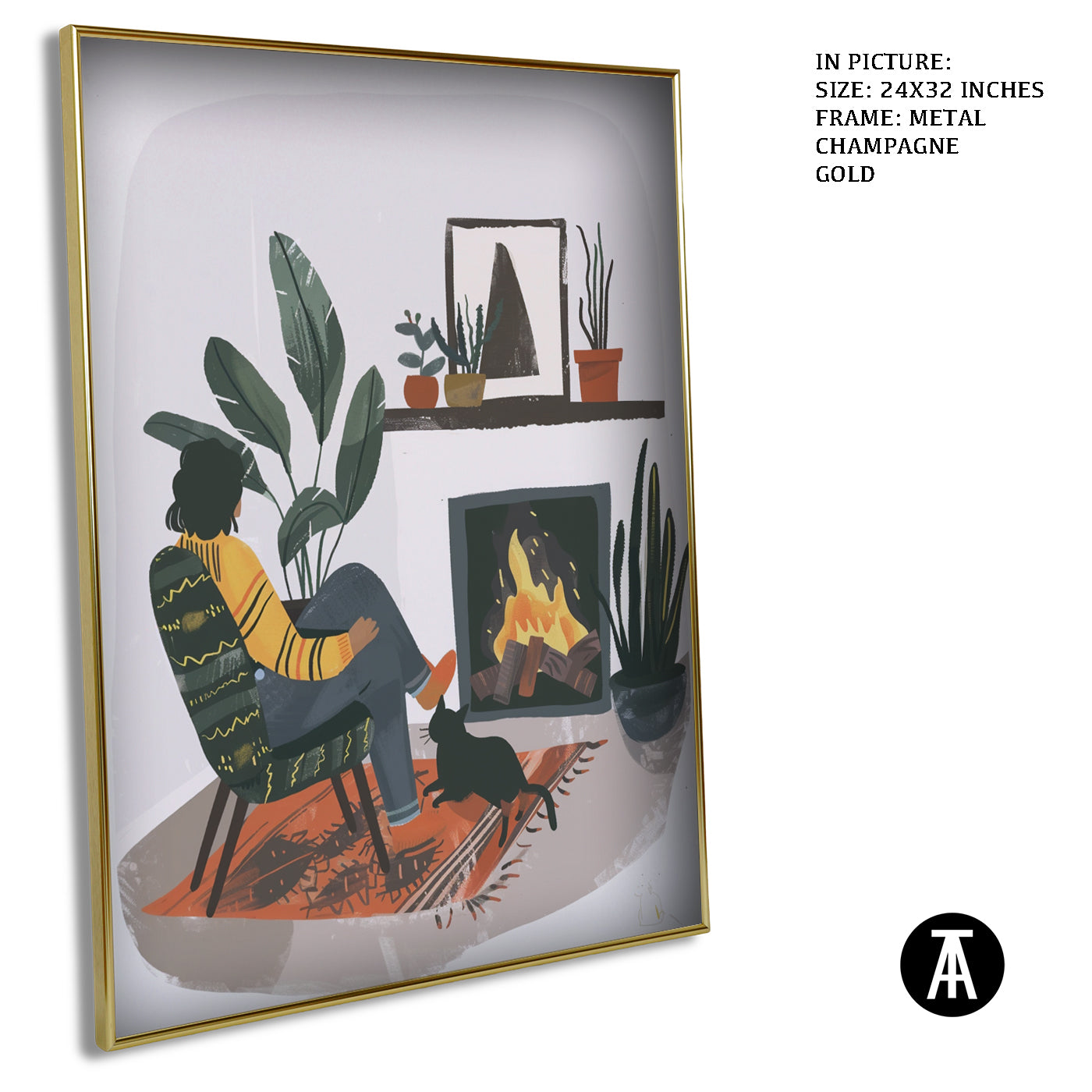 Artwork in Metal Champagne Gold Frame