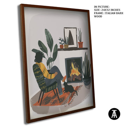 Artwork in Dark Wood Frame