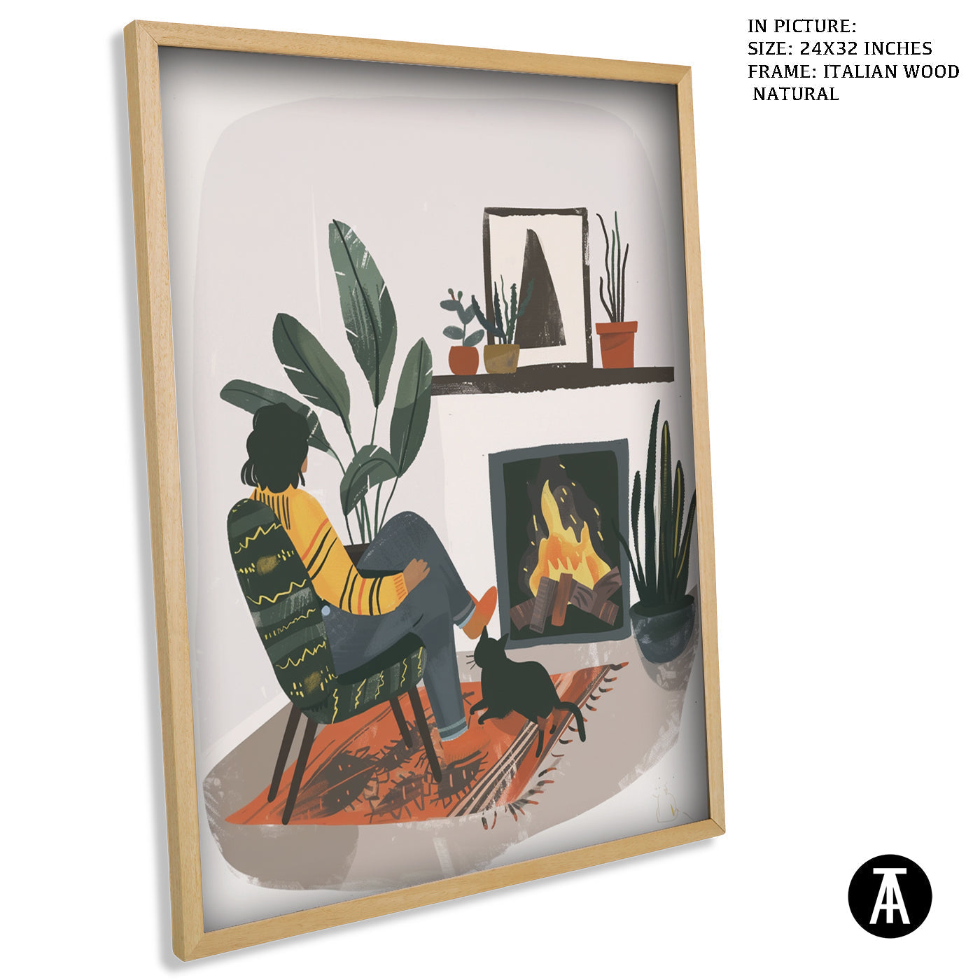 Artwork in Natural Wood Frame