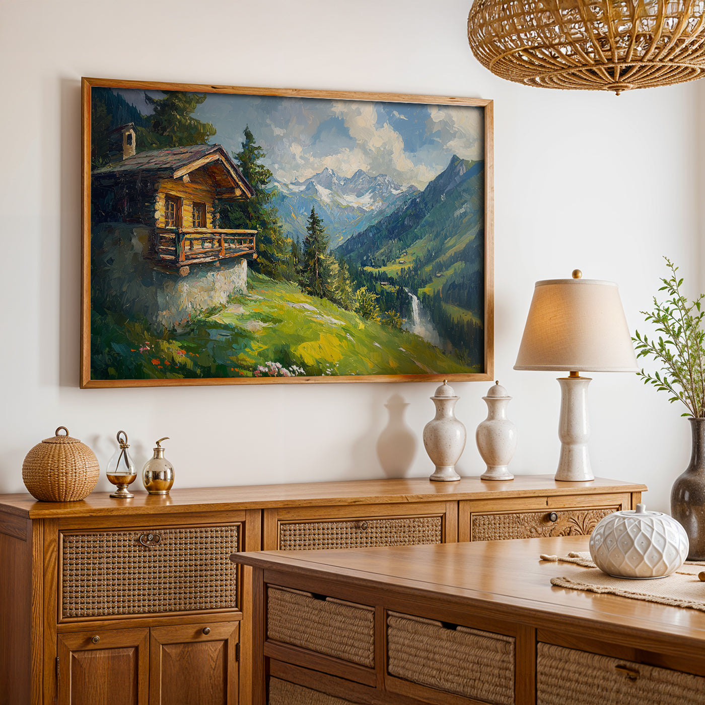 Swiss Alps Painting in a Lifestyle Setting