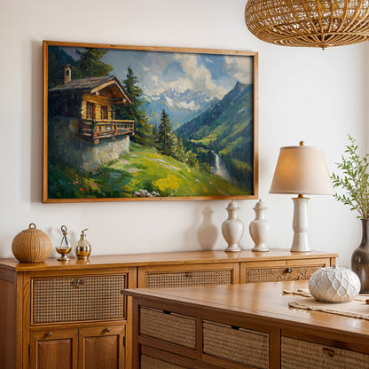 Swiss Alps Painting in a Lifestyle Setting