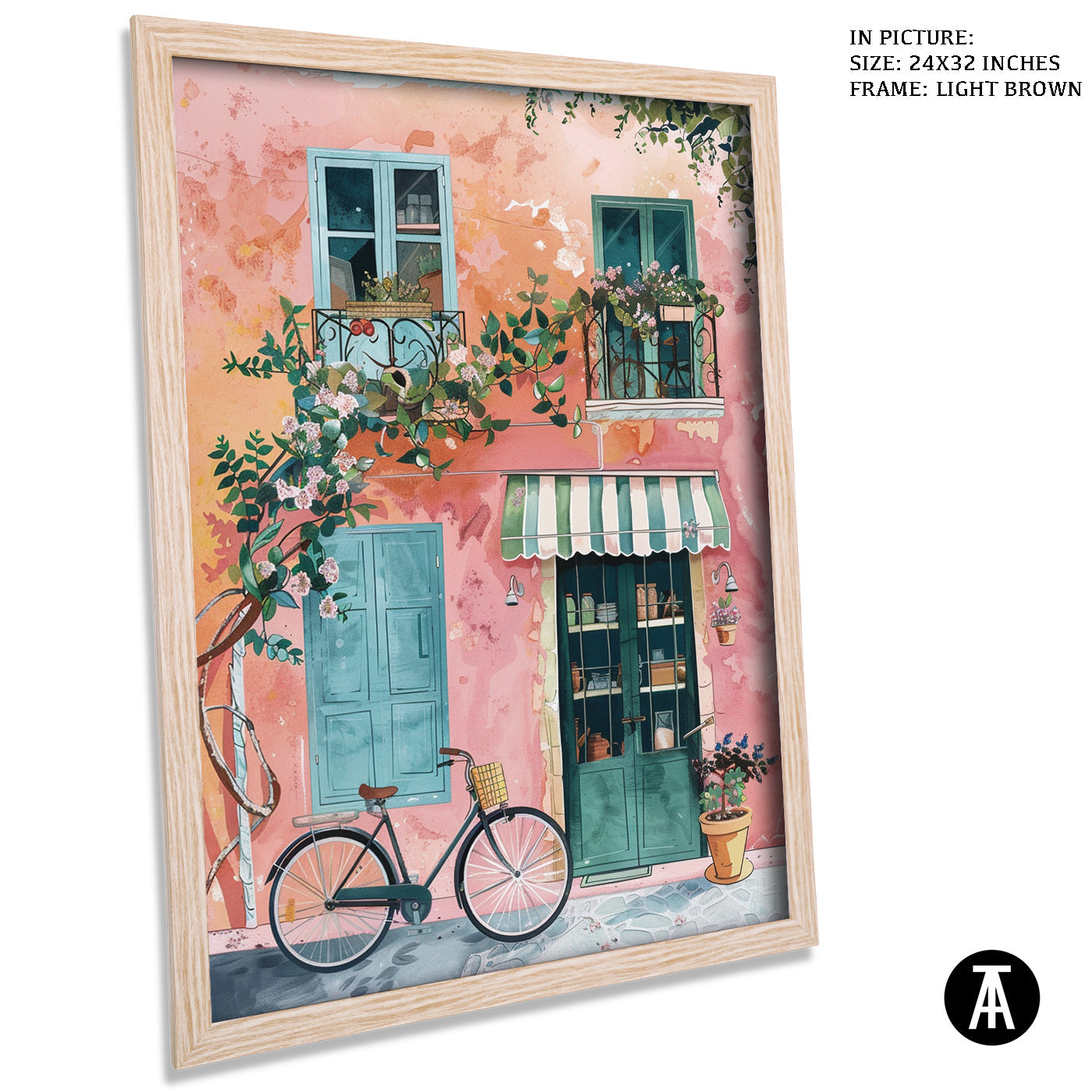 Artwork in Light Brown Frame