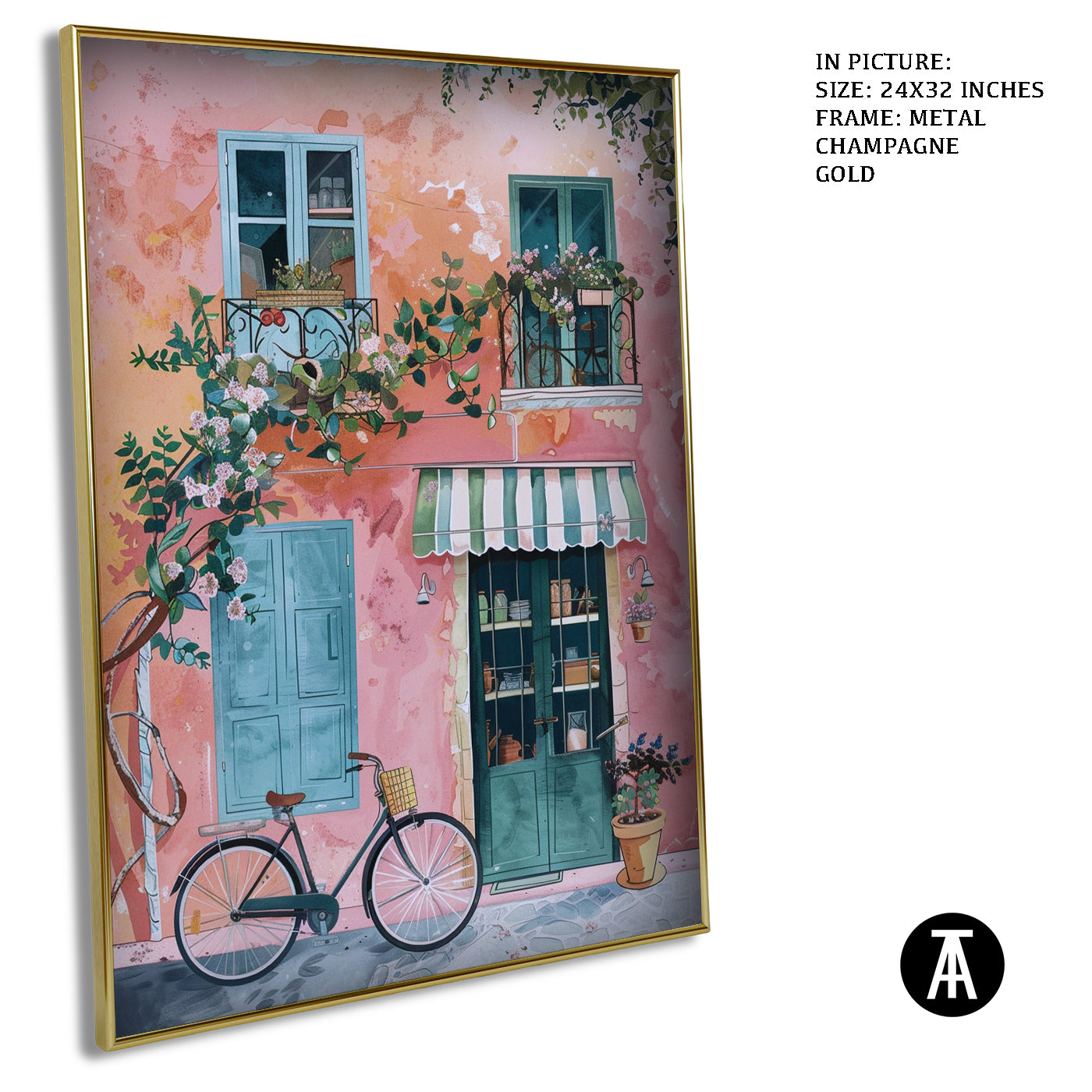 Artwork in Metal Champagne Gold Frame