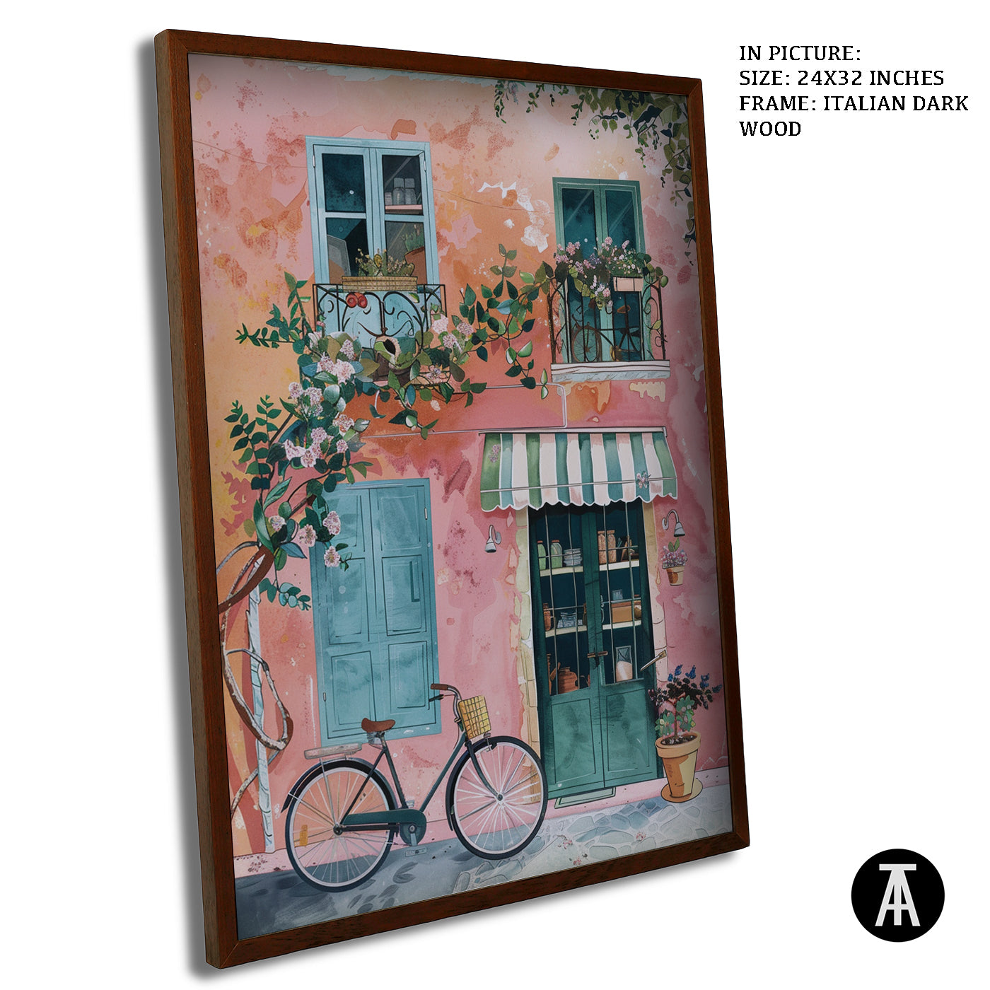 Artwork in Dark Wood Frame