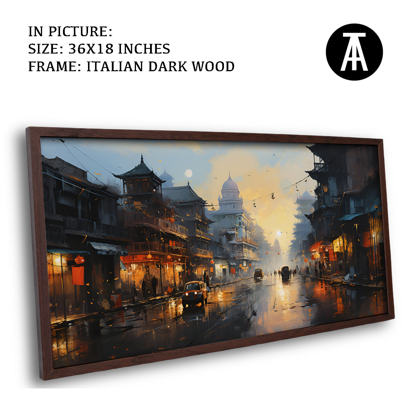 Artwork in Dark Wood Frame