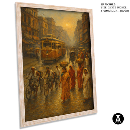 Artwork in Light Brown Frame