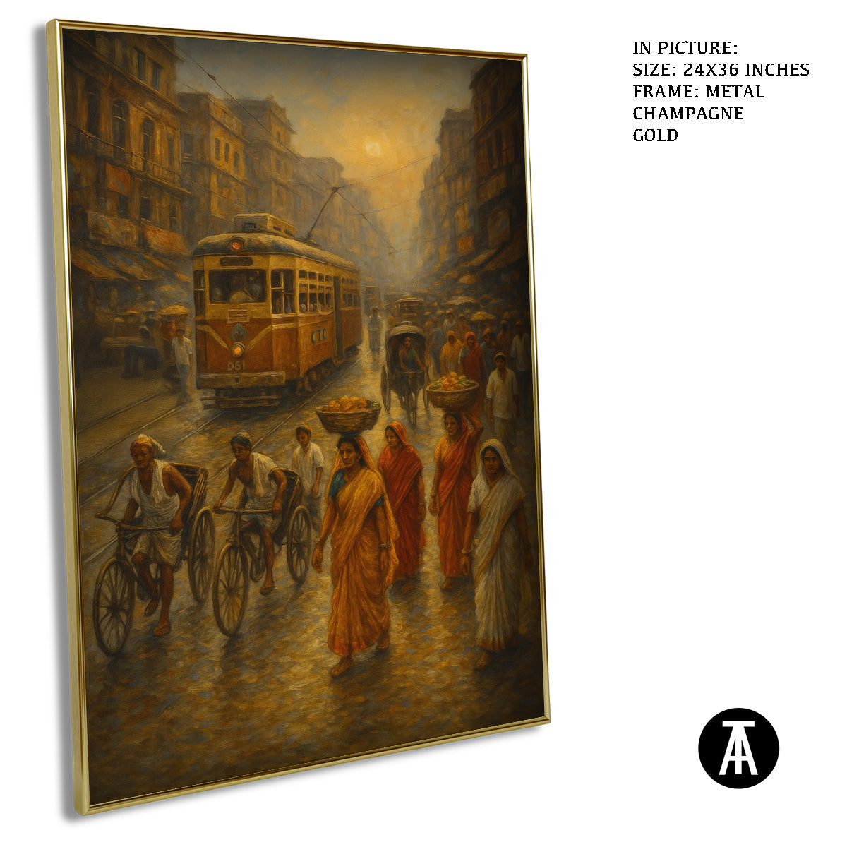 Artwork in Metal Champagne Gold Frame