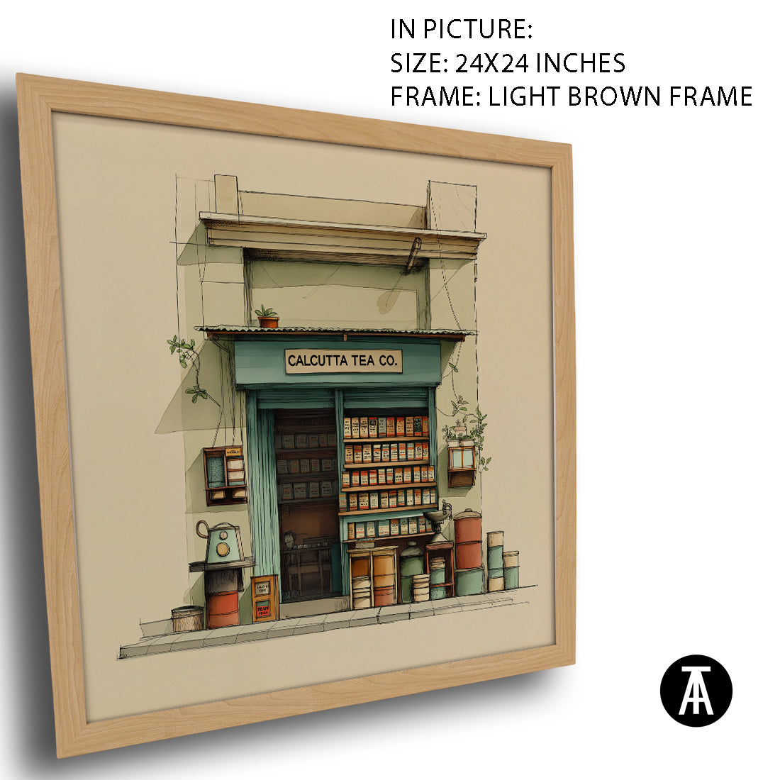Artwork in Light Brown Frame