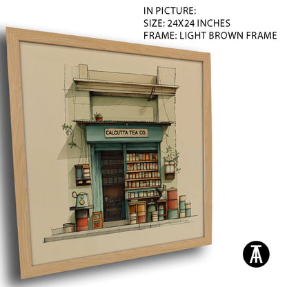 Artwork in Light Brown Frame