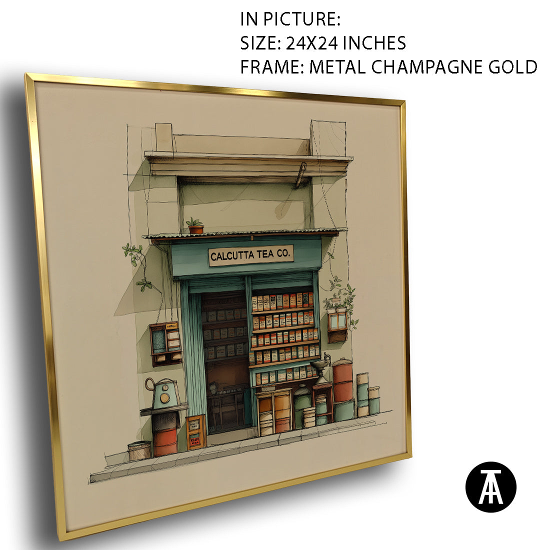 Artwork in Metal Champagne Gold Frame