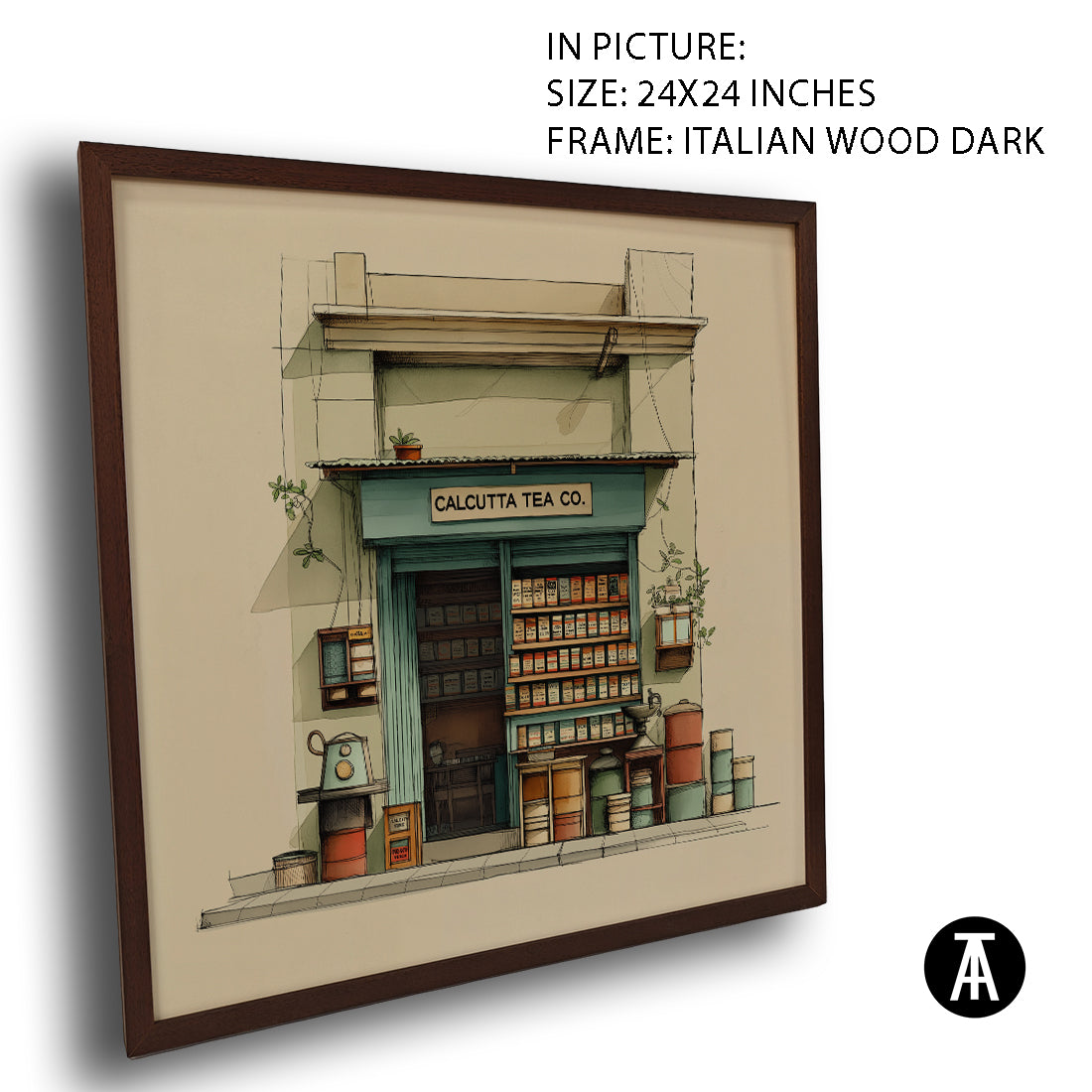 Artwork in Dark Wood Frame