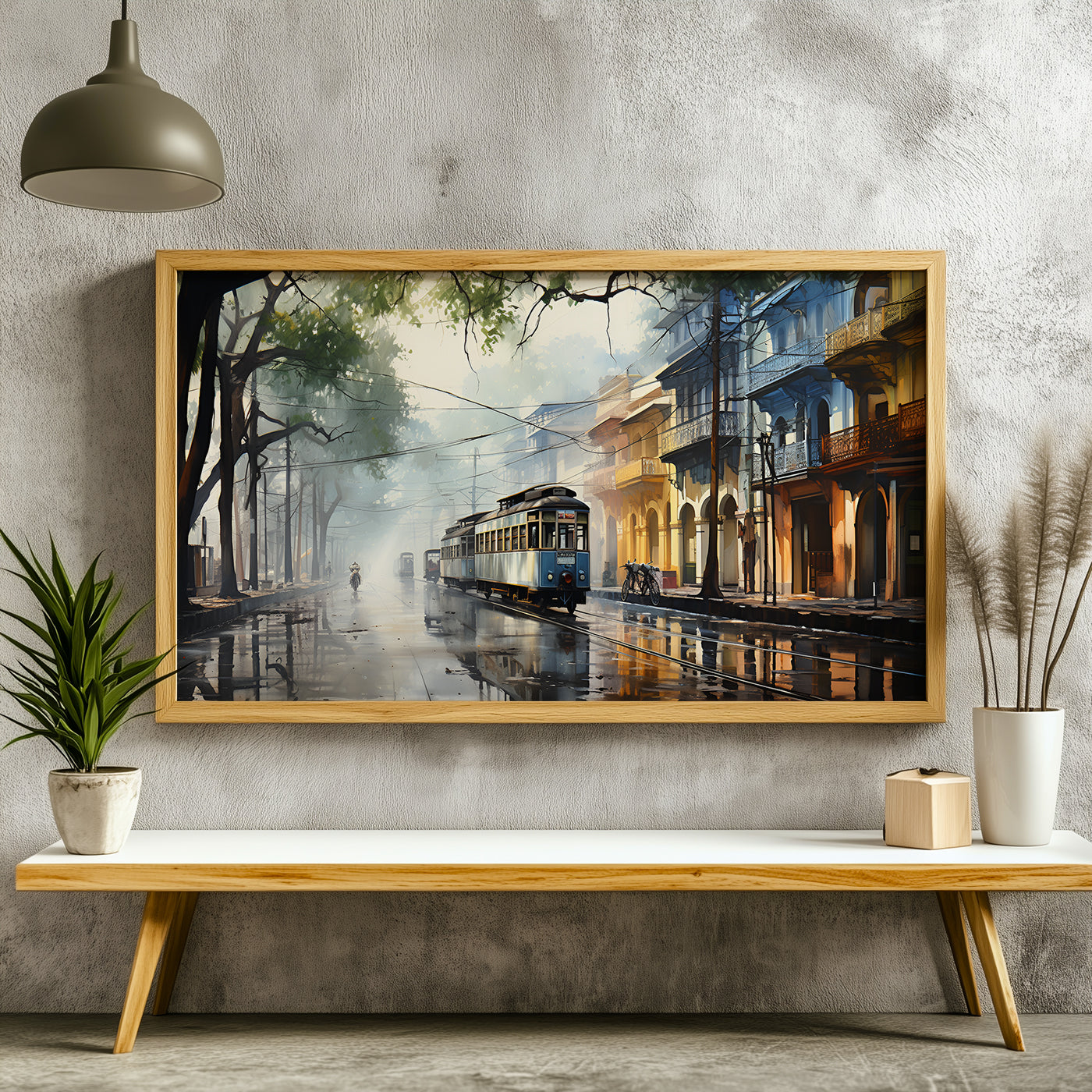 Panoramic Indian Painting in a Lifestyle Setting