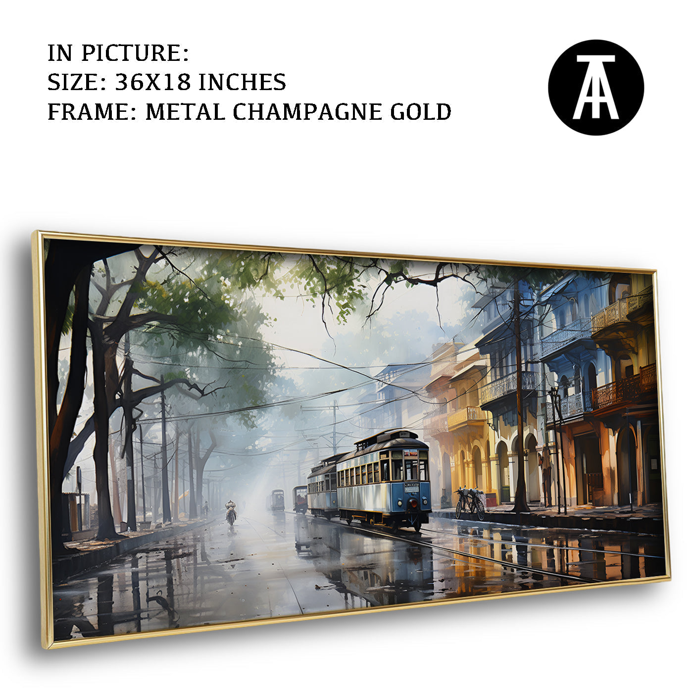 Artwork in Light Brown Frame