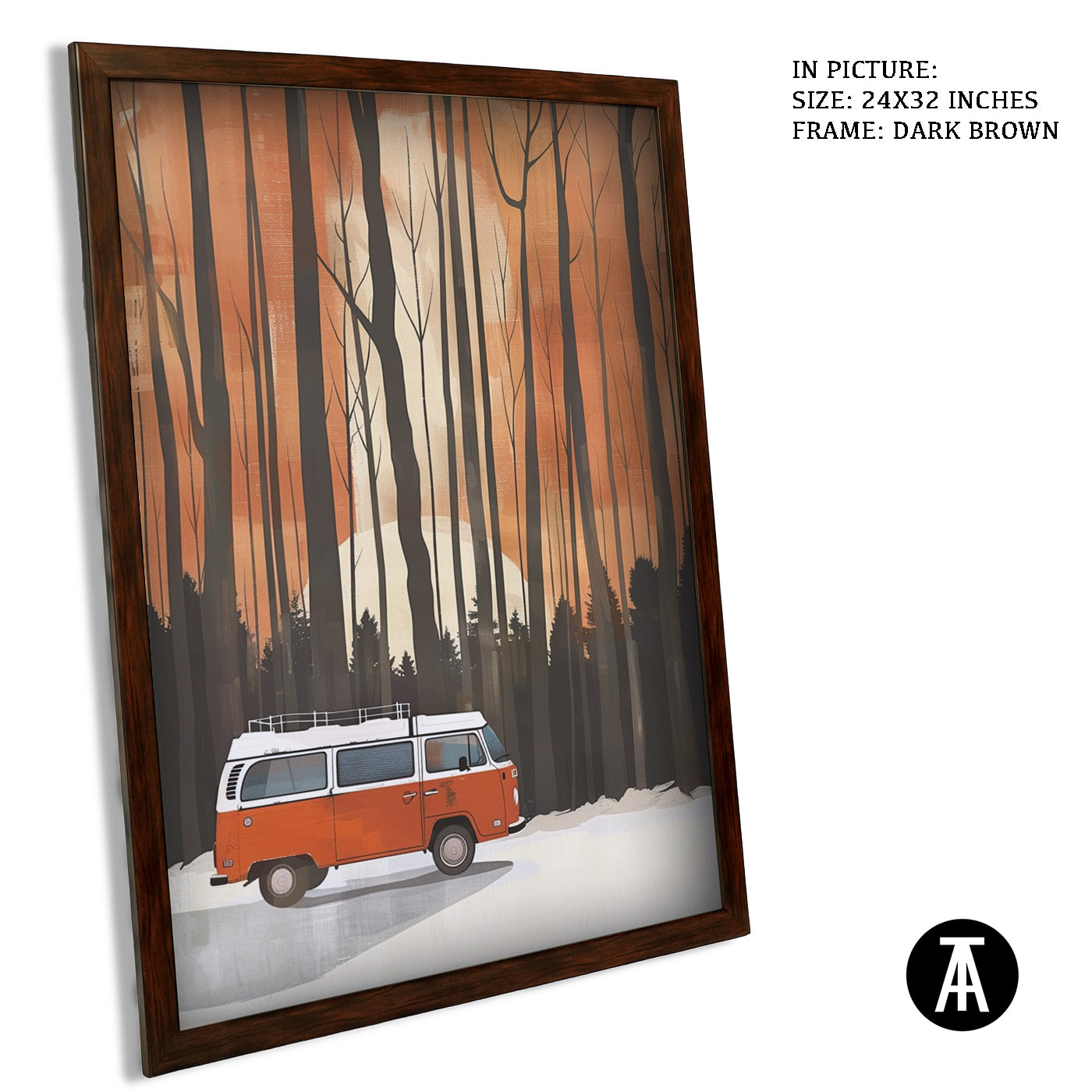 Artwork in Dark Brown Frame
