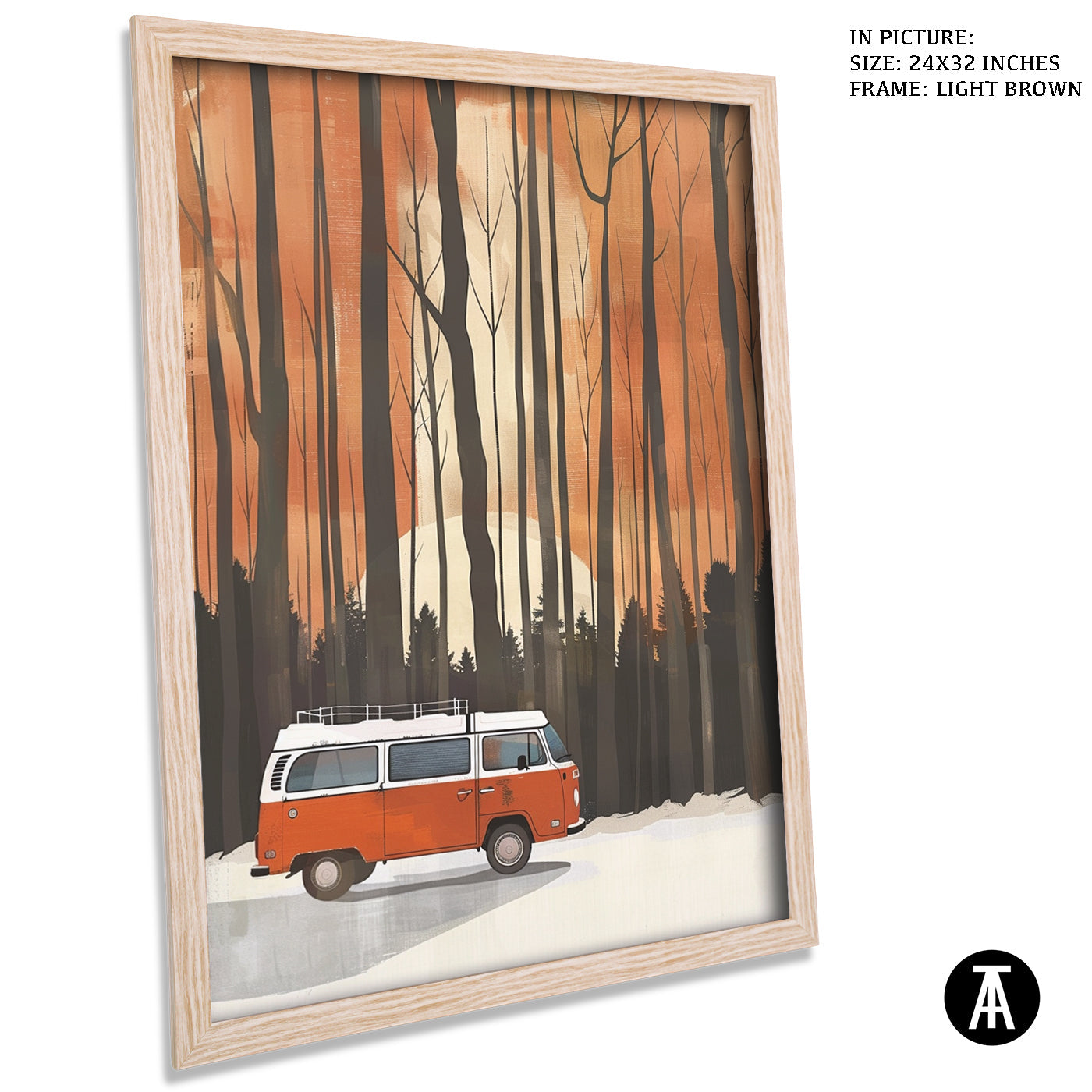 Artwork in Light Brown Frame