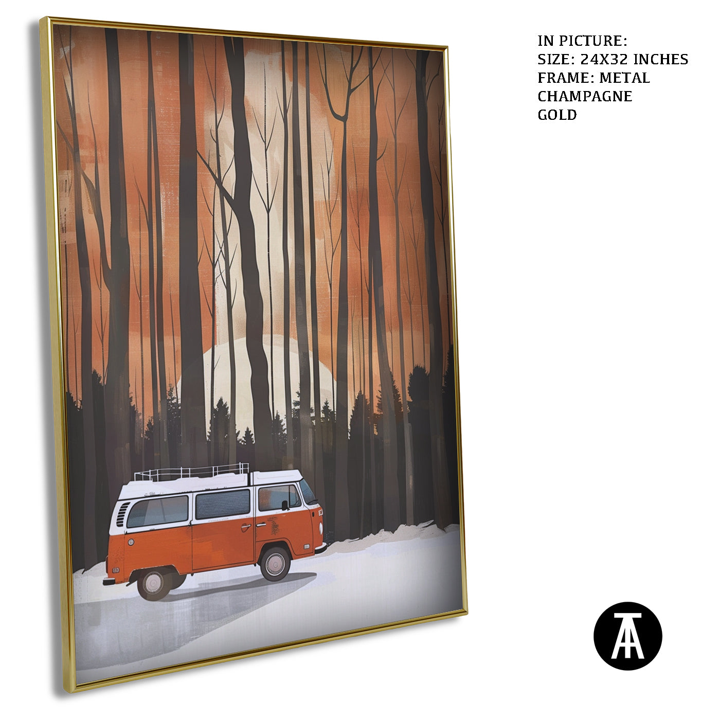 Artwork in Metal Champagne Gold Frame