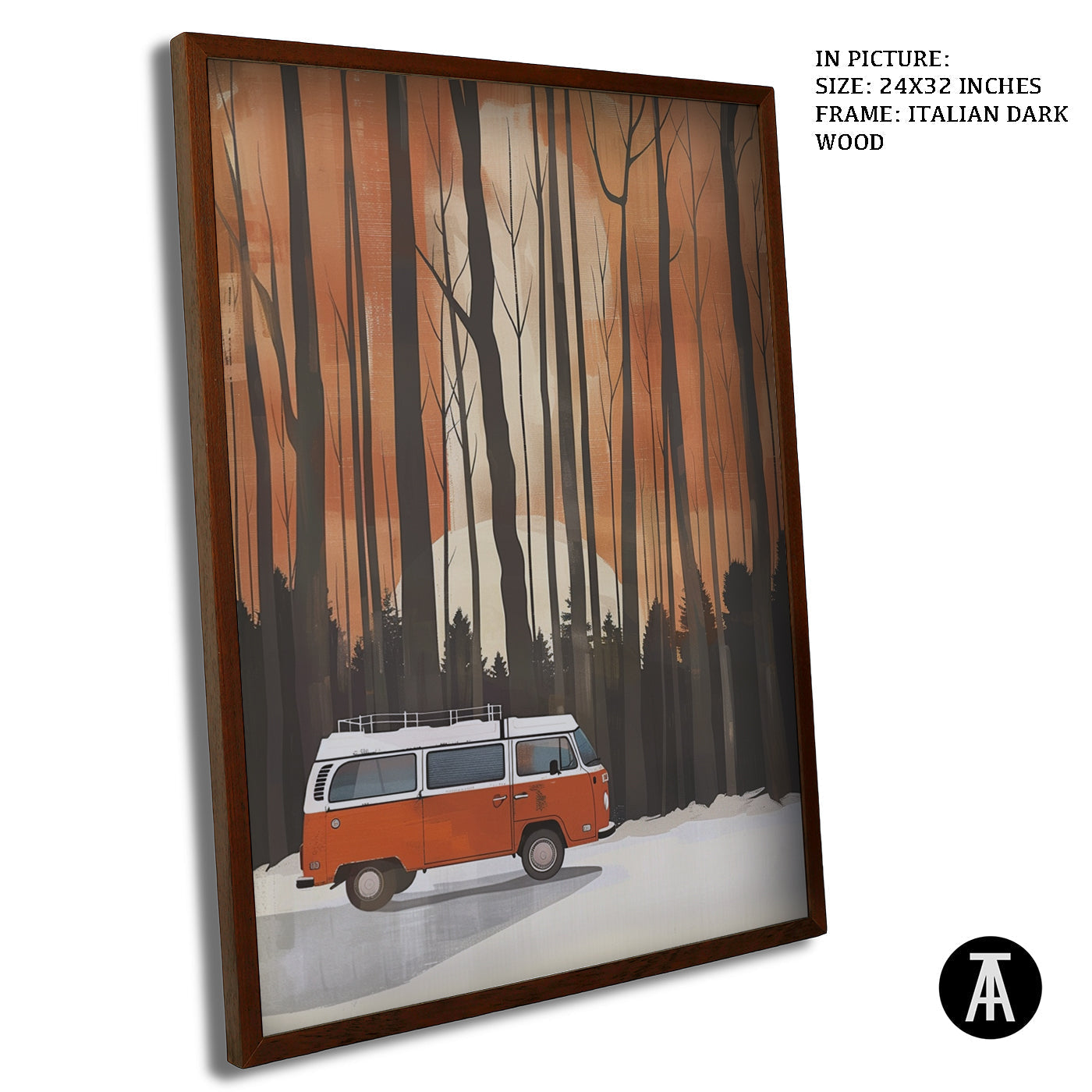 Artwork in Dark Wood Frame