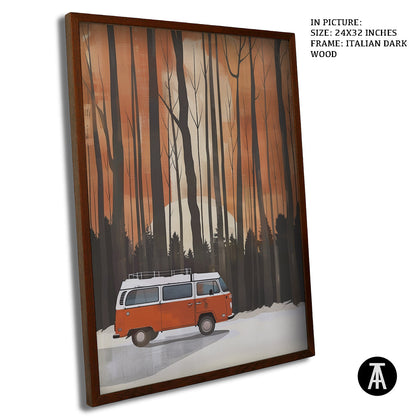 Artwork in Dark Wood Frame