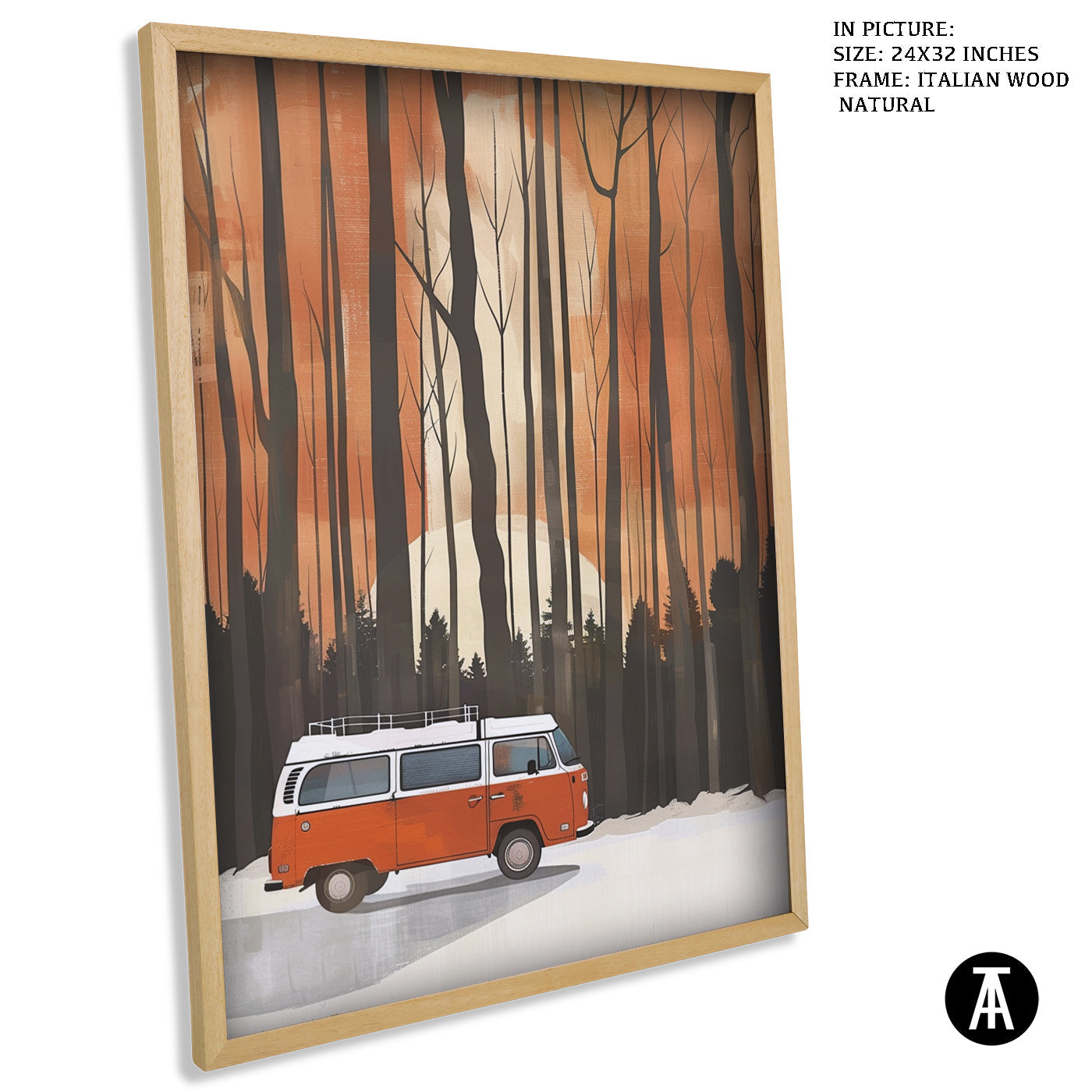 Artwork in Natural Wood Frame