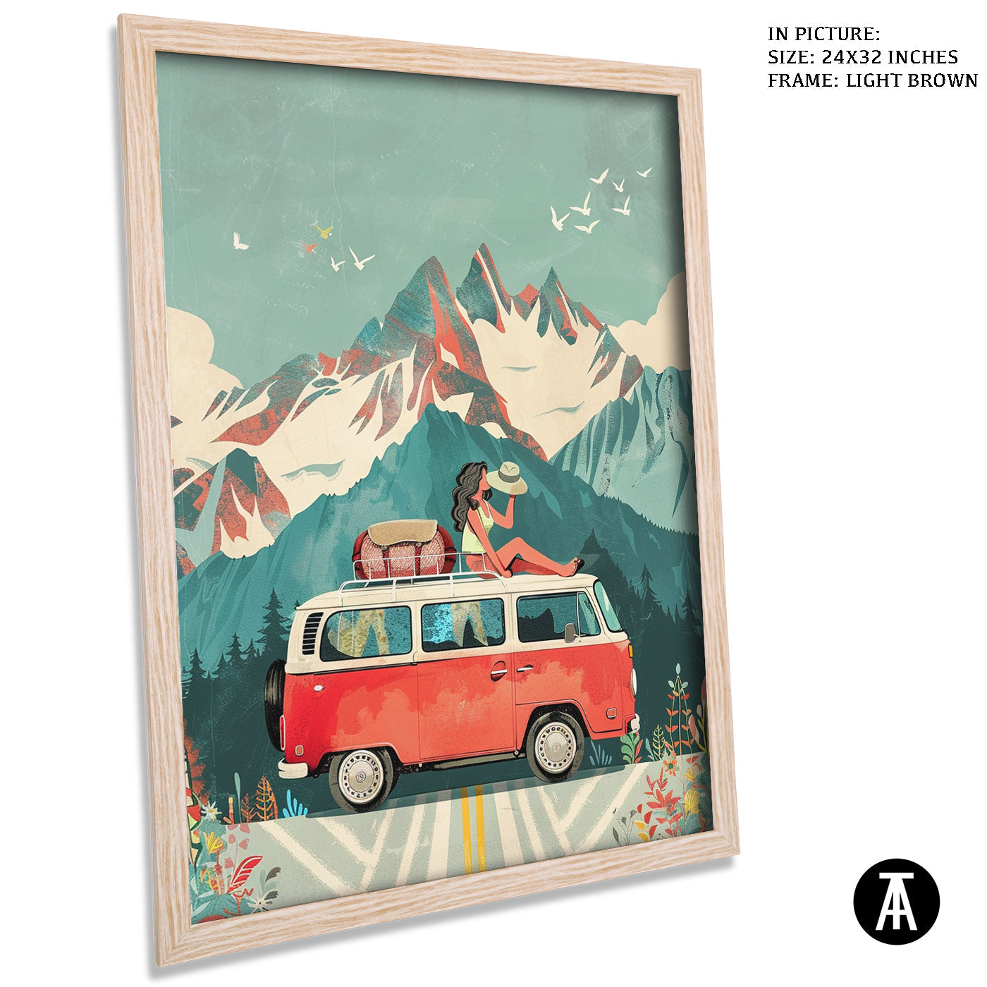 Artwork in Light Brown Frame