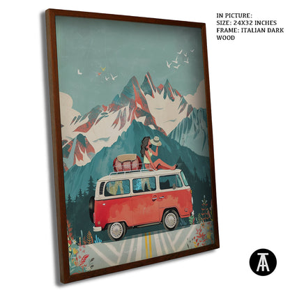 Artwork in Dark Wood Frame