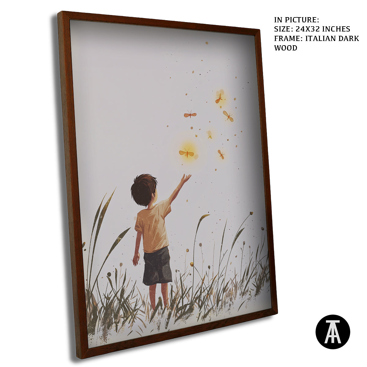 Artwork in Dark Wood Frame