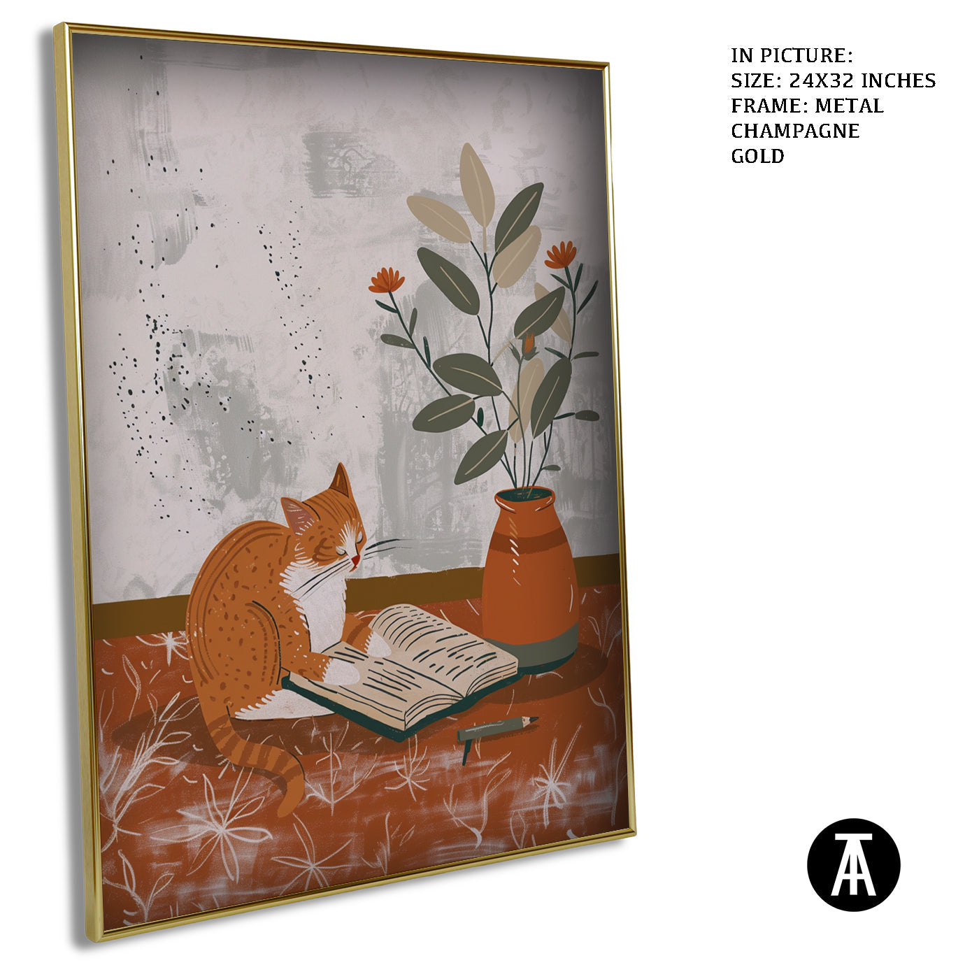 Artwork in Metal Champagne Gold Frame