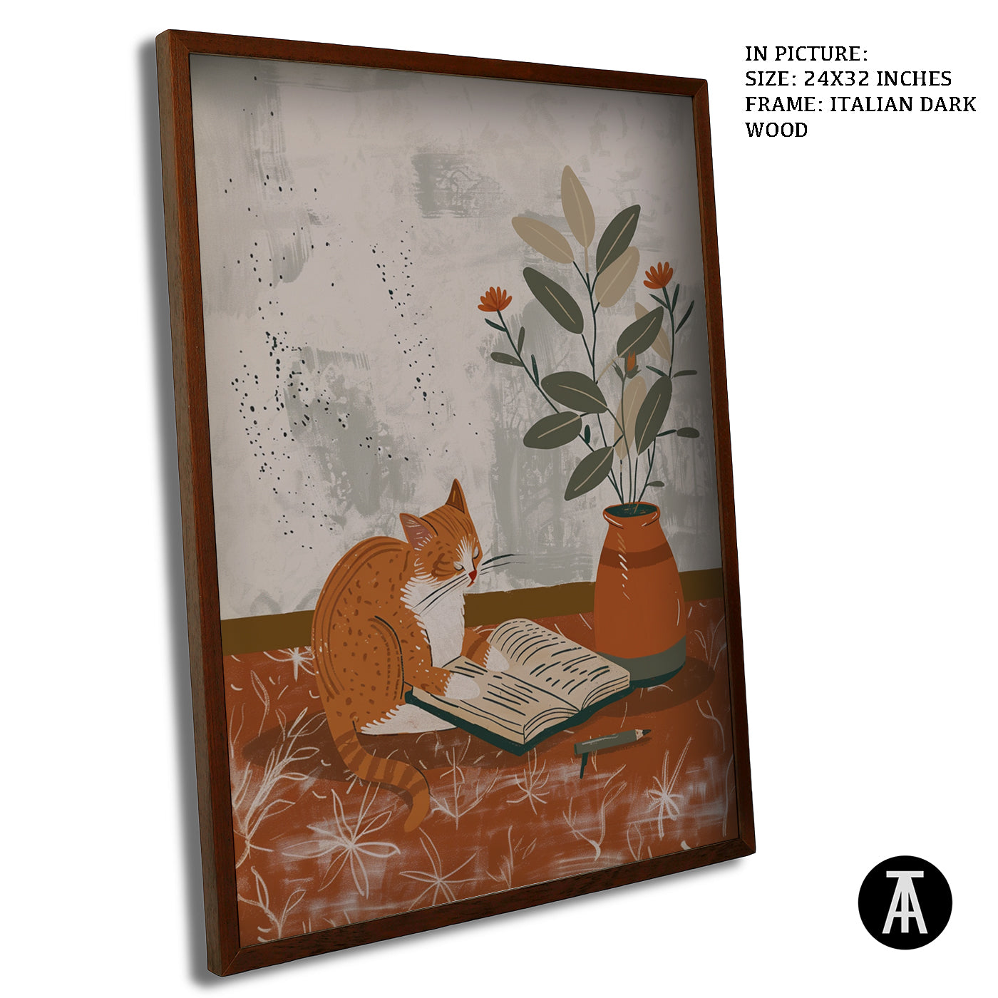 Artwork in Dark Wood Frame