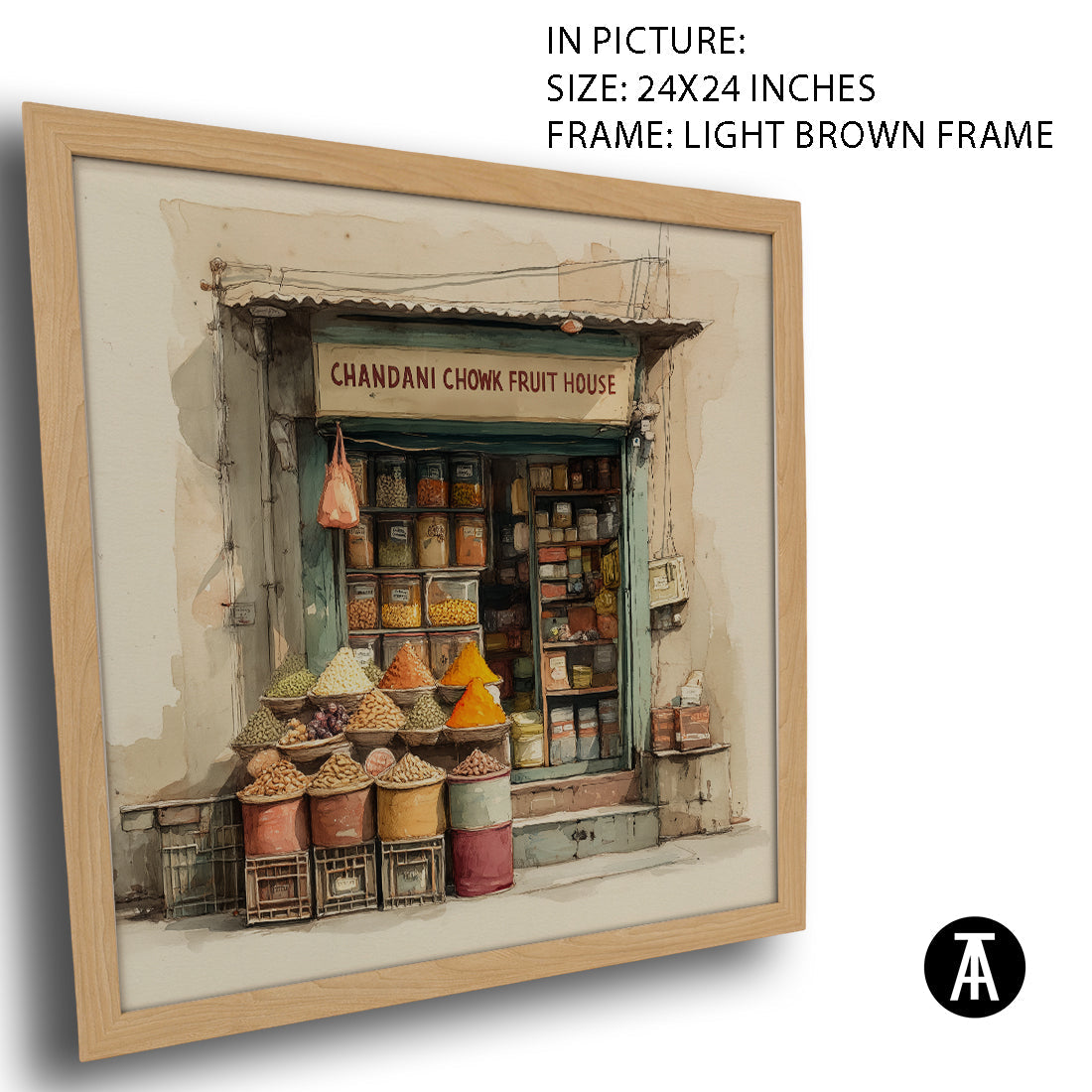 Artwork in Light Brown Frame