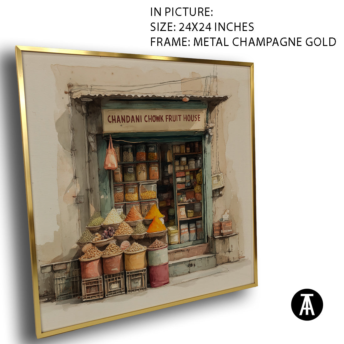 Artwork in Metal Champagne Gold Frame