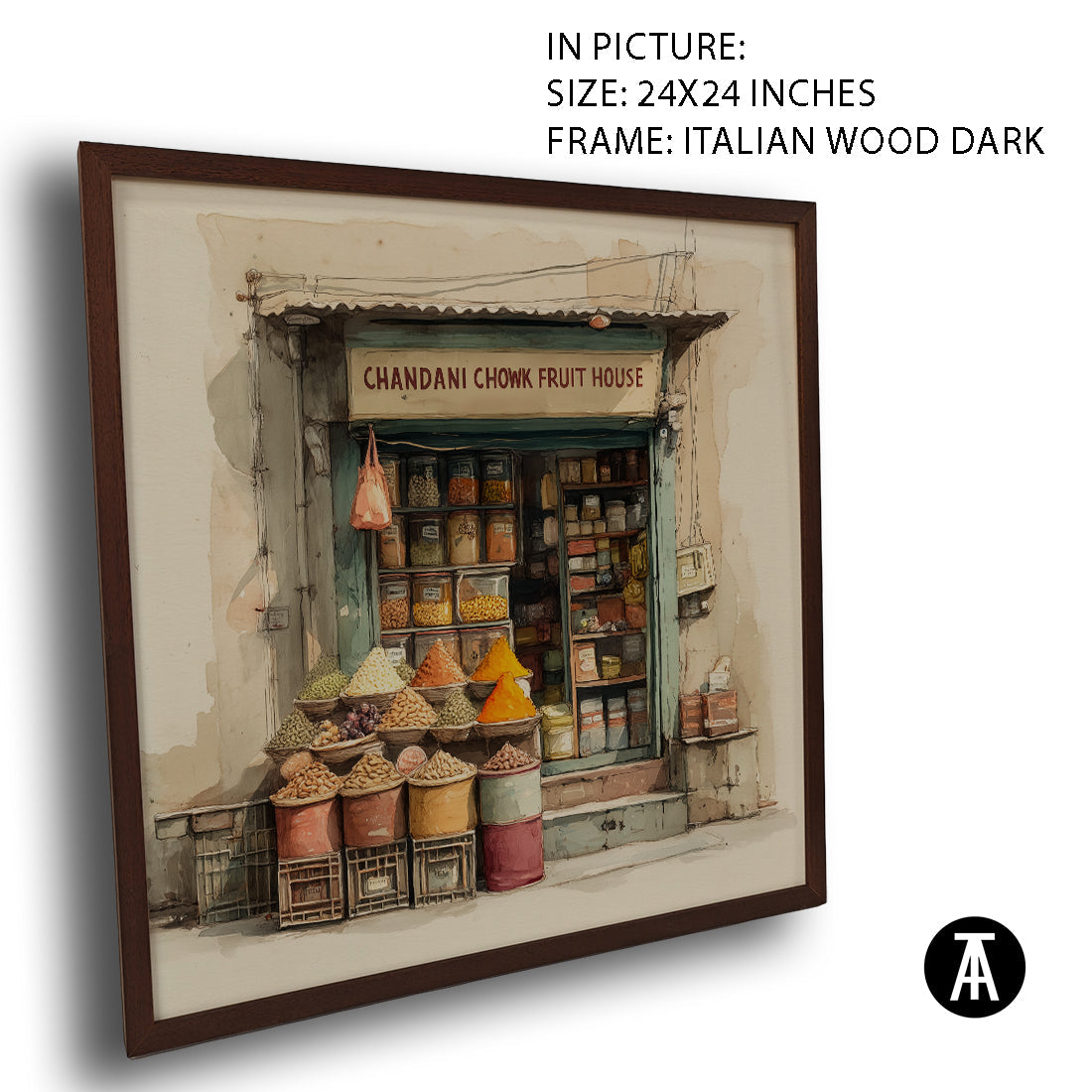 Artwork in Dark Wood Frame