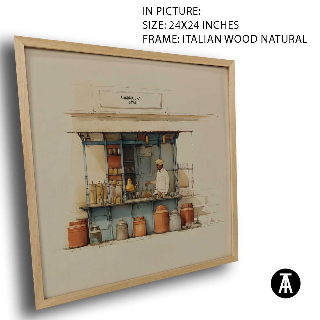 Artwork in Natural Wood Frame