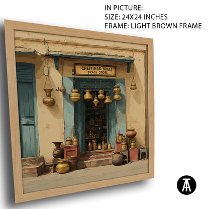 Artwork in Light Brown Frame