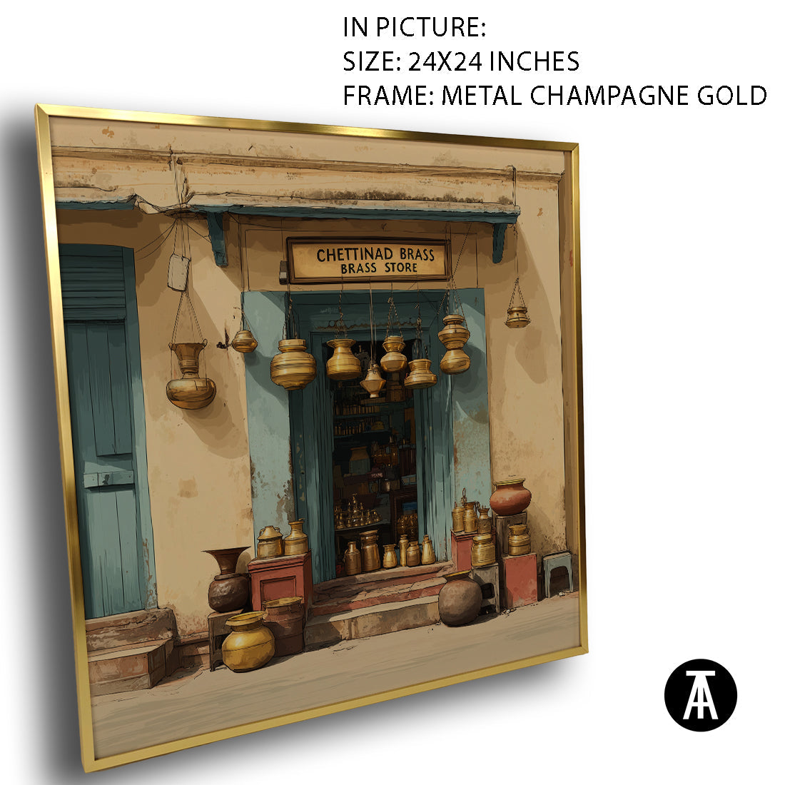 Artwork in Metal Champagne Gold Frame