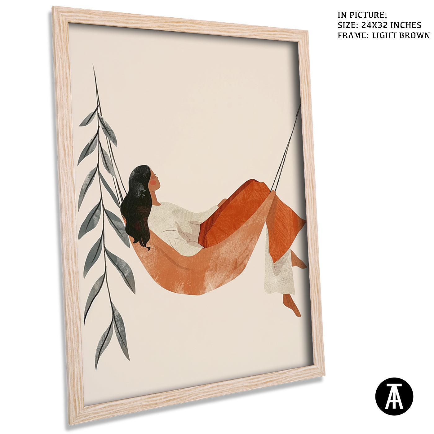 Artwork in Light Brown Frame