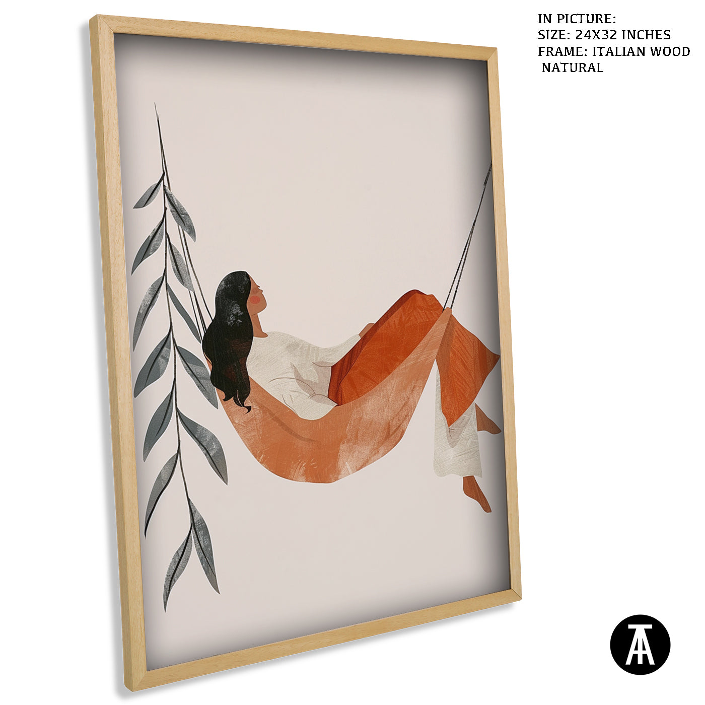 Artwork in Natural Wood Frame