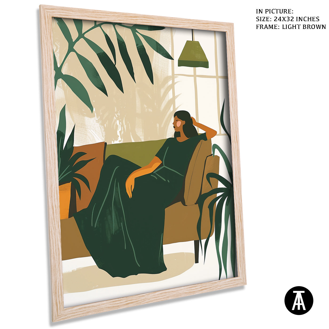 Artwork in Light Brown Frame