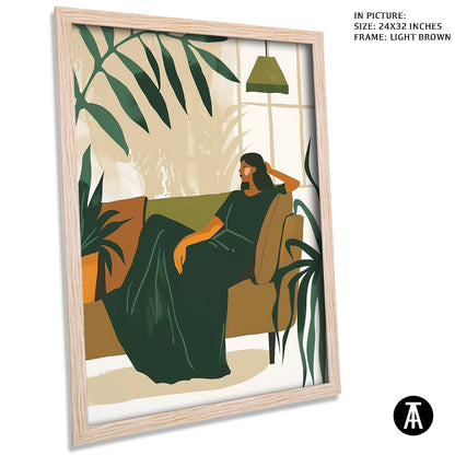 Artwork in Light Brown Frame