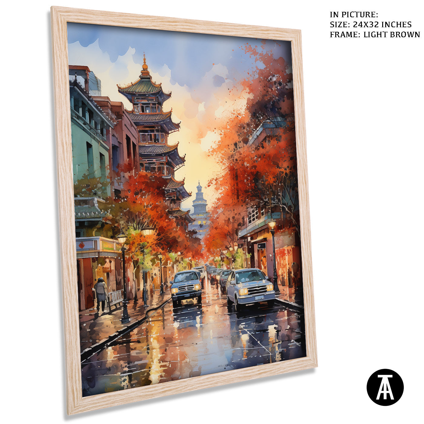 Artwork in Dark Brown Frame