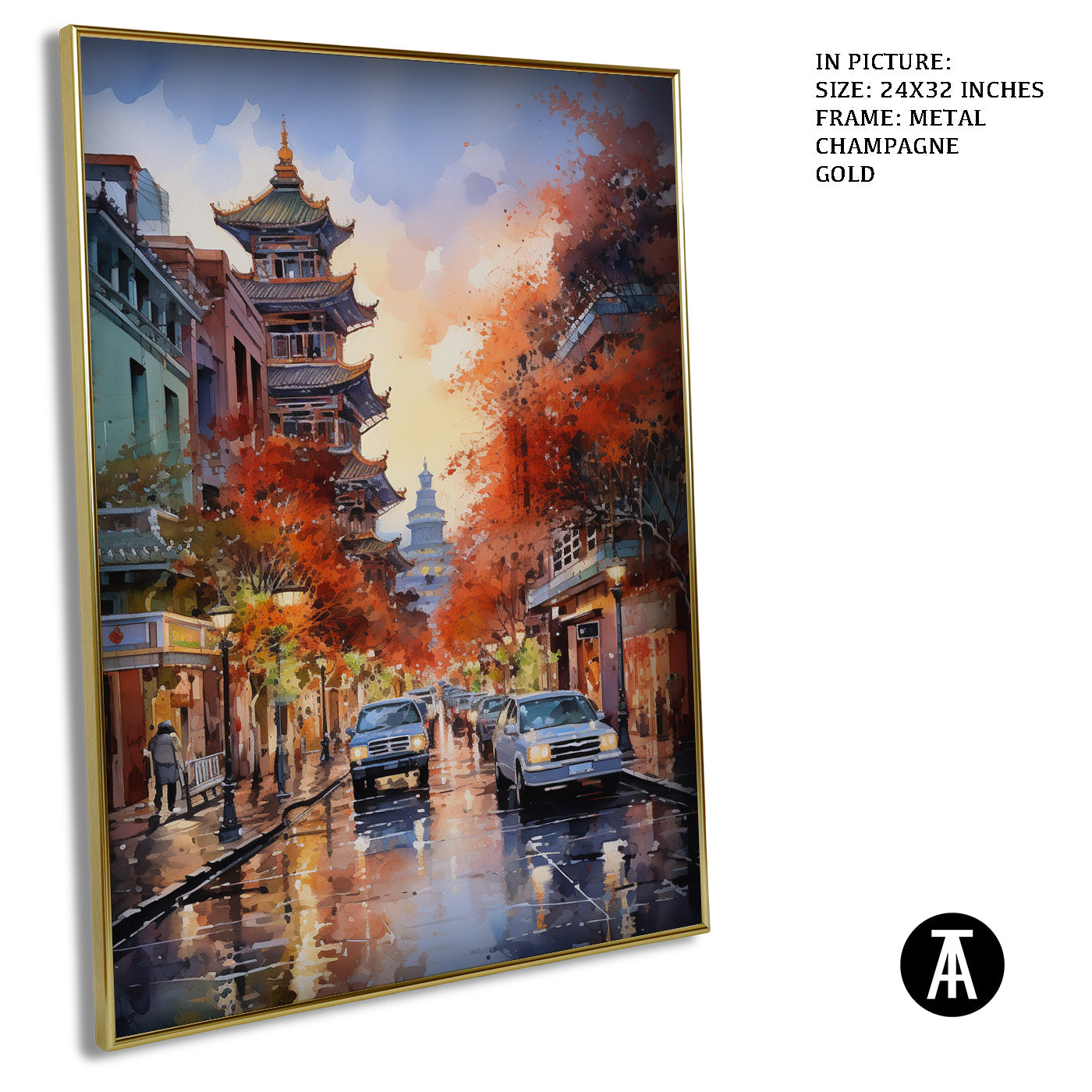 Artwork in Light Brown Frame