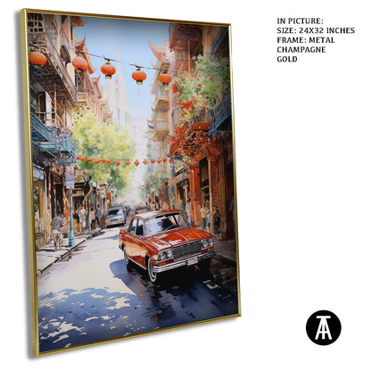 Artwork in Light Brown Frame