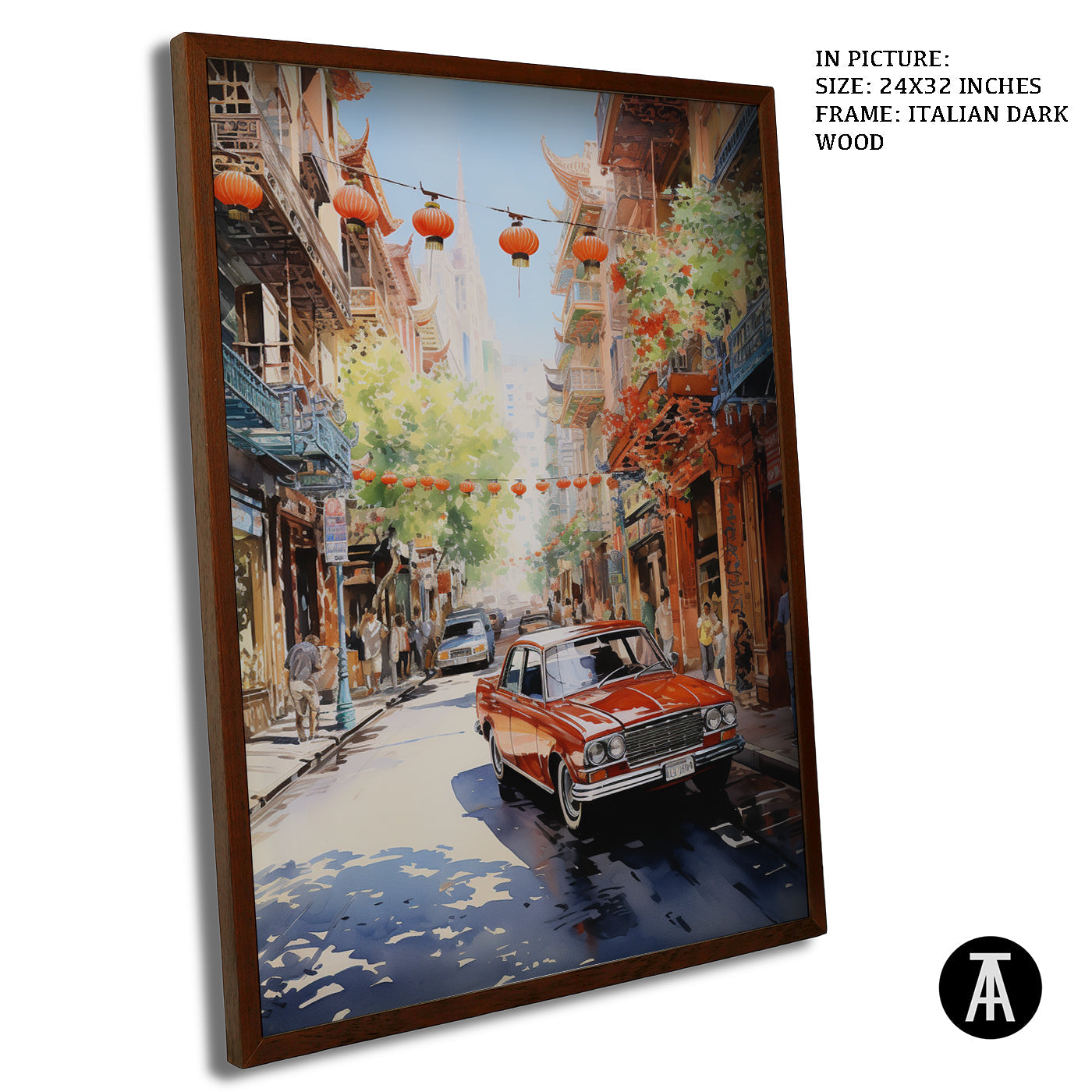 Artwork in Dark Wood Frame