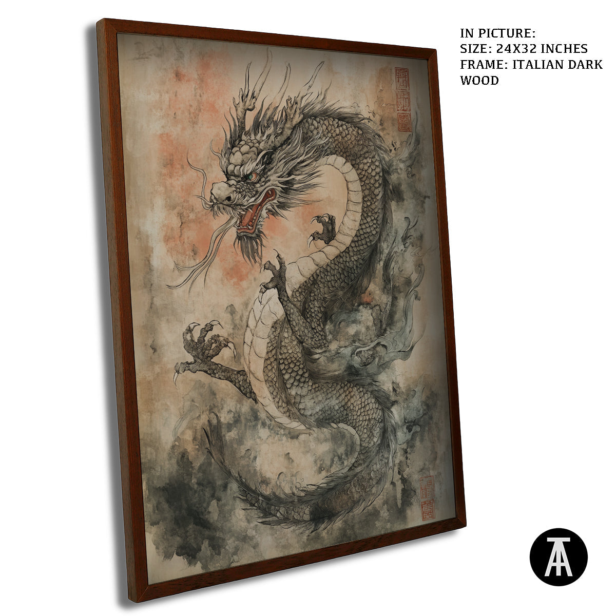 Artwork in Dark Wood Frame