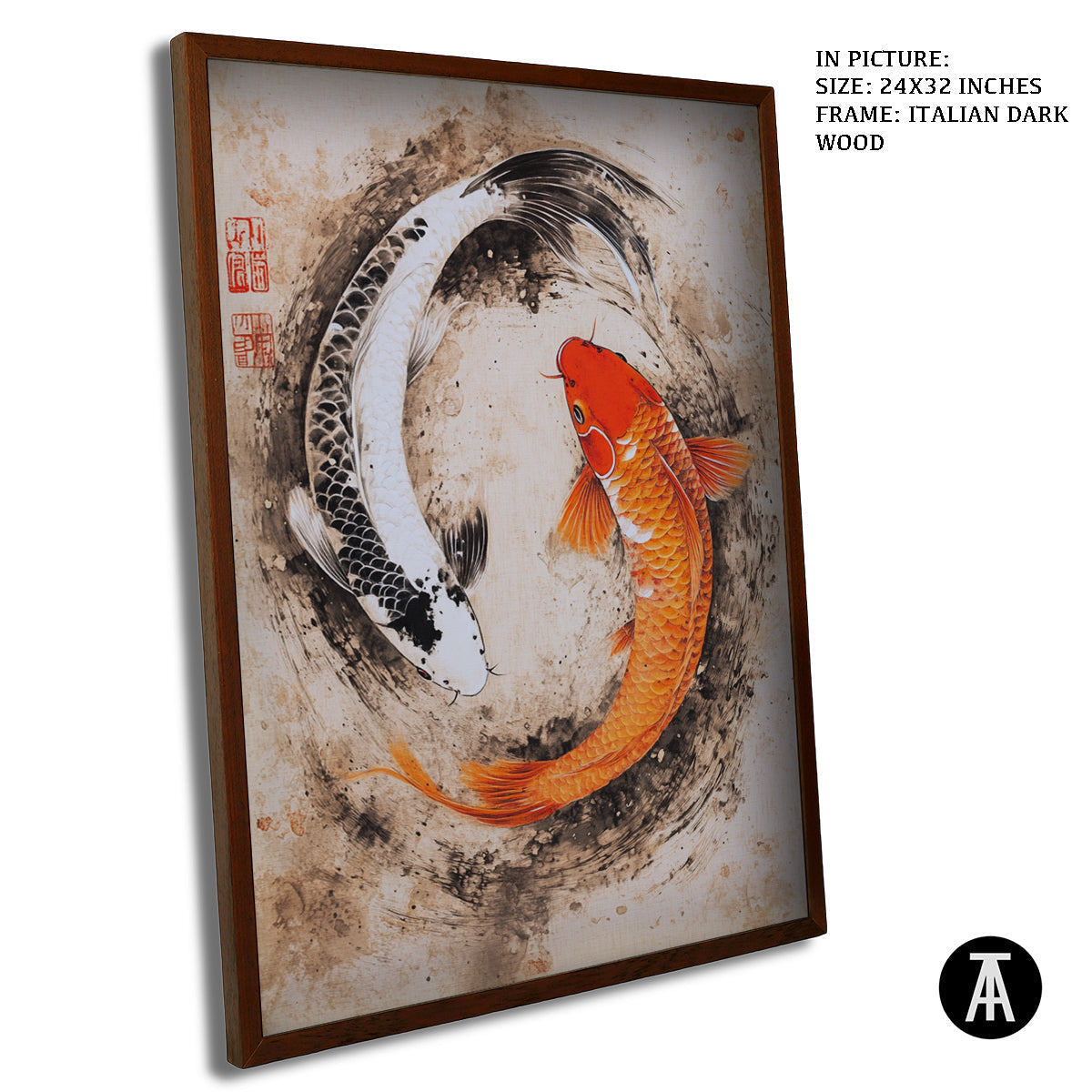 Artwork in Dark Wood Frame